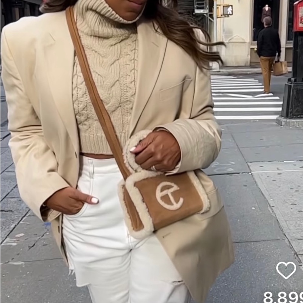 BB Dakota cropped cable knit turtleneck sweater